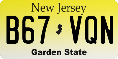 NJ license plate B67VQN