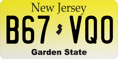 NJ license plate B67VQO