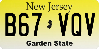 NJ license plate B67VQV