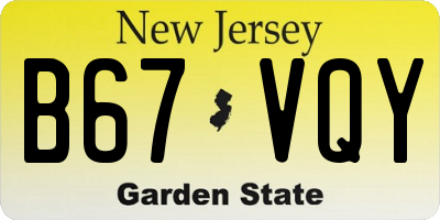 NJ license plate B67VQY