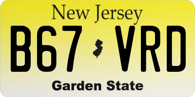 NJ license plate B67VRD