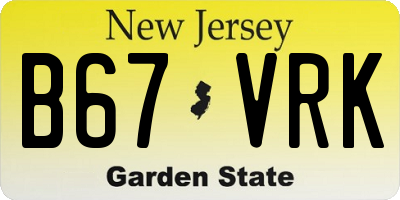 NJ license plate B67VRK