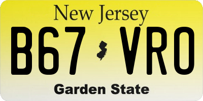 NJ license plate B67VRO