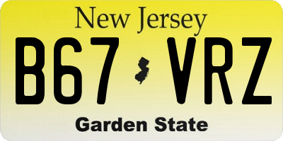 NJ license plate B67VRZ