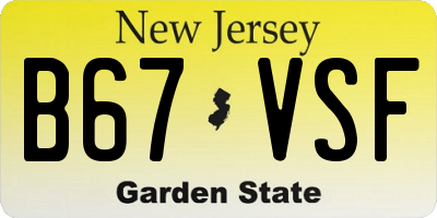 NJ license plate B67VSF