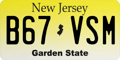 NJ license plate B67VSM