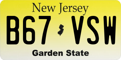 NJ license plate B67VSW