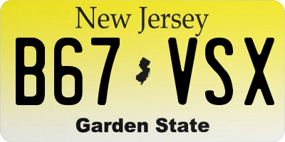 NJ license plate B67VSX