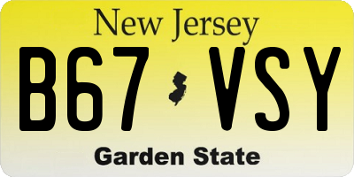 NJ license plate B67VSY