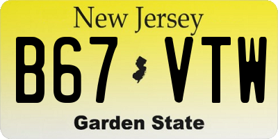 NJ license plate B67VTW