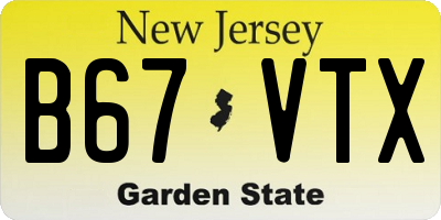 NJ license plate B67VTX