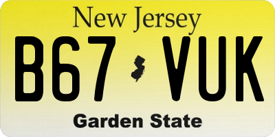 NJ license plate B67VUK