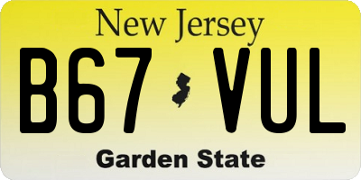 NJ license plate B67VUL