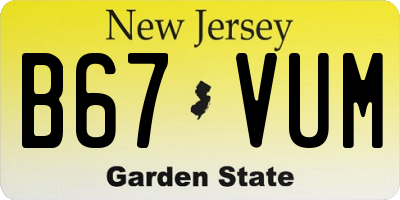 NJ license plate B67VUM