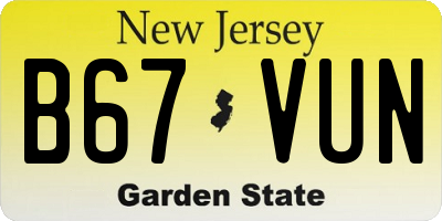 NJ license plate B67VUN