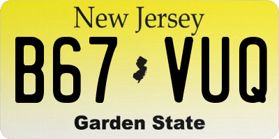 NJ license plate B67VUQ