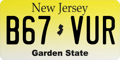 NJ license plate B67VUR