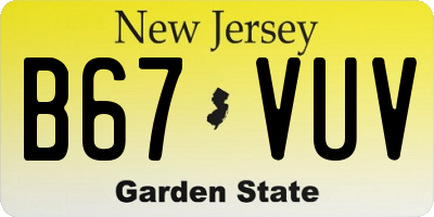NJ license plate B67VUV