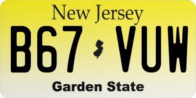 NJ license plate B67VUW