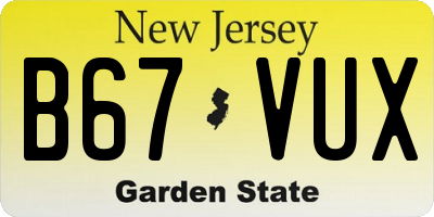 NJ license plate B67VUX