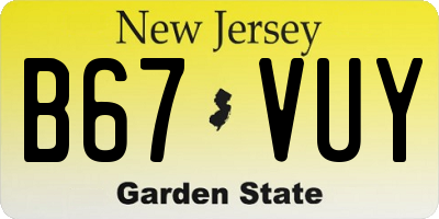 NJ license plate B67VUY
