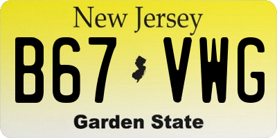 NJ license plate B67VWG
