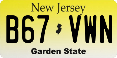 NJ license plate B67VWN