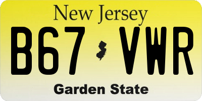 NJ license plate B67VWR