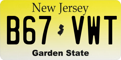 NJ license plate B67VWT