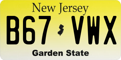 NJ license plate B67VWX