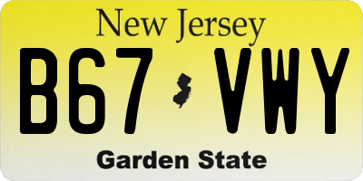 NJ license plate B67VWY