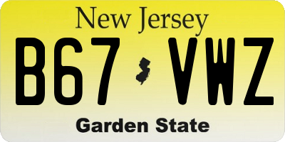 NJ license plate B67VWZ