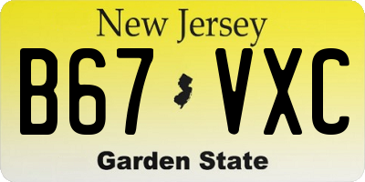 NJ license plate B67VXC