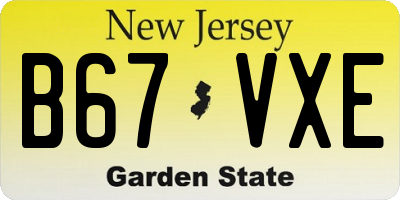 NJ license plate B67VXE