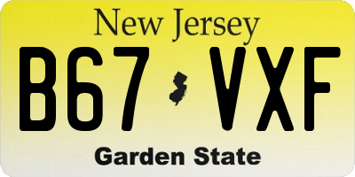 NJ license plate B67VXF