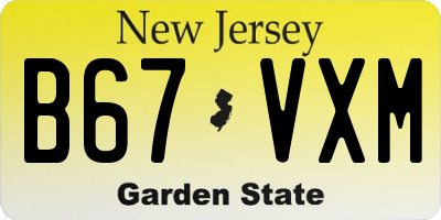 NJ license plate B67VXM