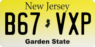 NJ license plate B67VXP
