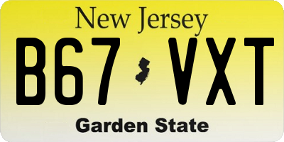 NJ license plate B67VXT