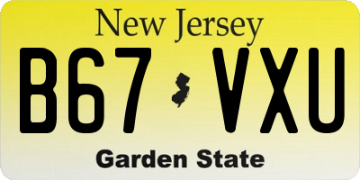 NJ license plate B67VXU