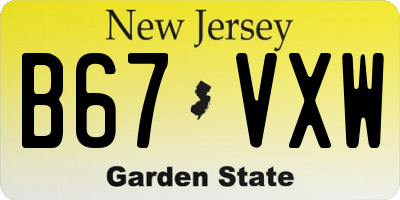 NJ license plate B67VXW
