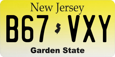 NJ license plate B67VXY