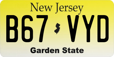 NJ license plate B67VYD