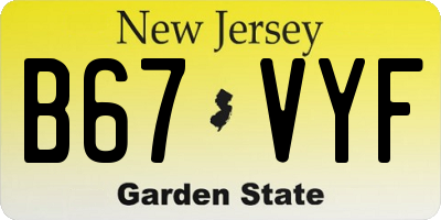 NJ license plate B67VYF