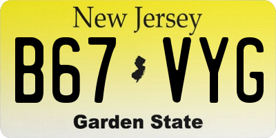 NJ license plate B67VYG