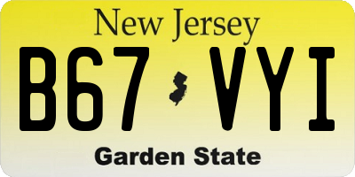 NJ license plate B67VYI