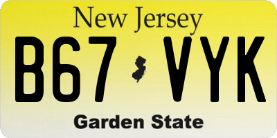 NJ license plate B67VYK