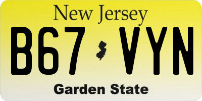 NJ license plate B67VYN