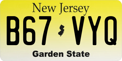 NJ license plate B67VYQ