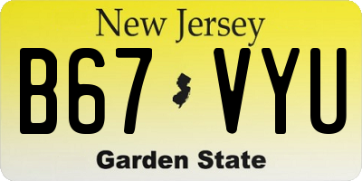 NJ license plate B67VYU
