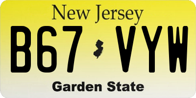 NJ license plate B67VYW